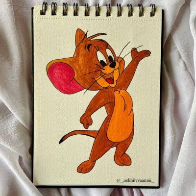 卡通猫和老鼠Jerry彩色简笔画图片大全 老鼠杰瑞简笔画作品