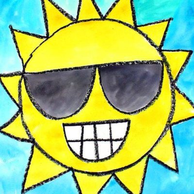 简单的发光大太阳彩色卡通简笔画图片