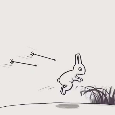 搞笑剧情版猎人抓兔子黑白简笔画图片