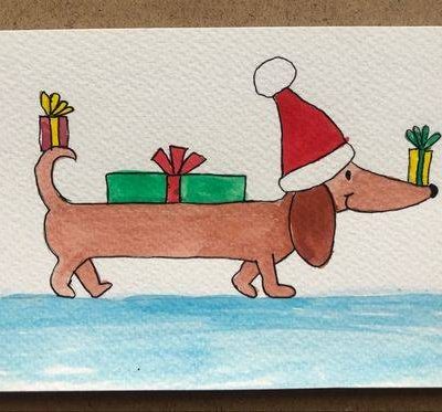 棕色腊肠狗狗简笔画大全 可爱卡通小动物绘画作品