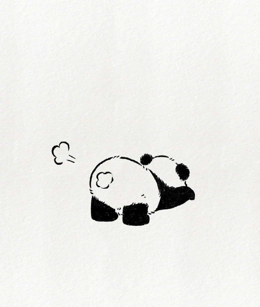 可爱动物大熊猫趴地撅屁股简笔画画法教程图片_1