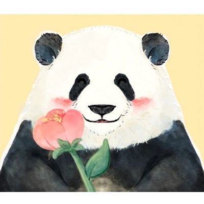 大熊猫和花、福宝、飞云卡通版手绘微信头像