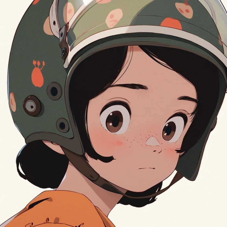 戴头盔的小女孩AI绘图卡通动漫风,可爱灵动优质头像_21