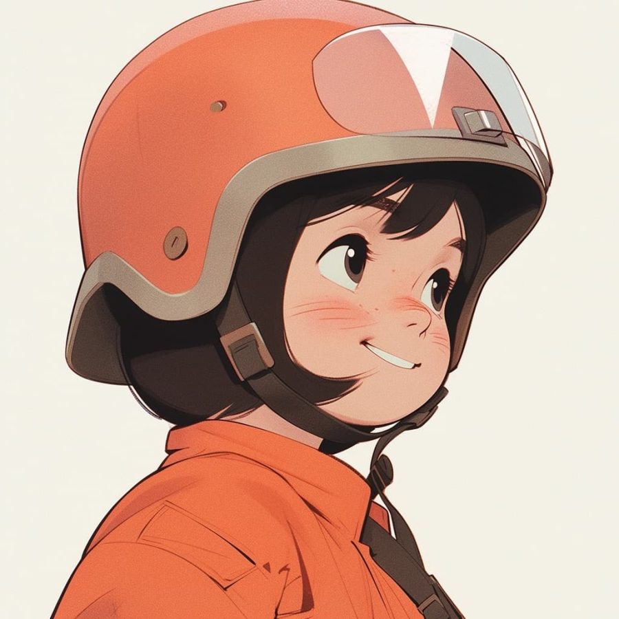 戴头盔的小女孩AI绘图卡通动漫风,可爱灵动优质头像_22