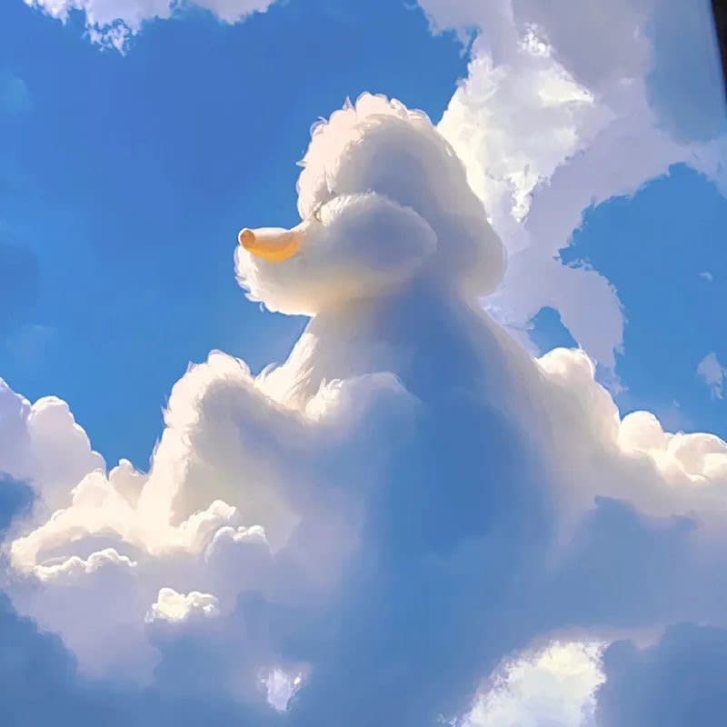 可爱小众云彩熊云彩鸭头像 适合做头像的云朵图片_1