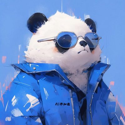AI绘画戴眼镜的国宝大熊猫帅气可爱头像