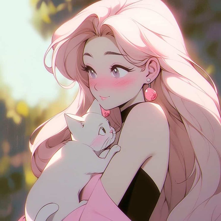 粉色系高颜值可爱动漫女生头像 AI绘画抱猫女孩_10
