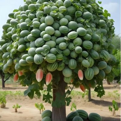 长在树上的西瓜图片，西瓜树是真的吗？