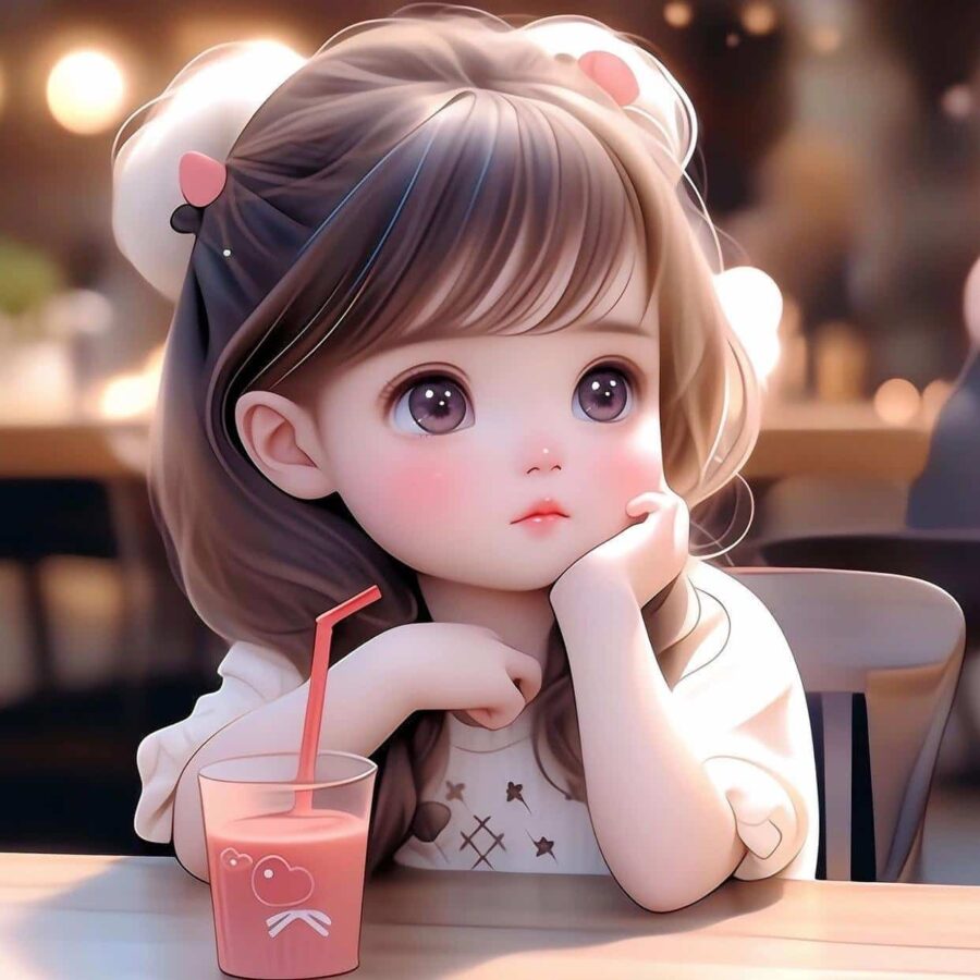 可爱女孩喝奶茶AI绘制头像 漂亮的奶茶妹妹女生头像_7