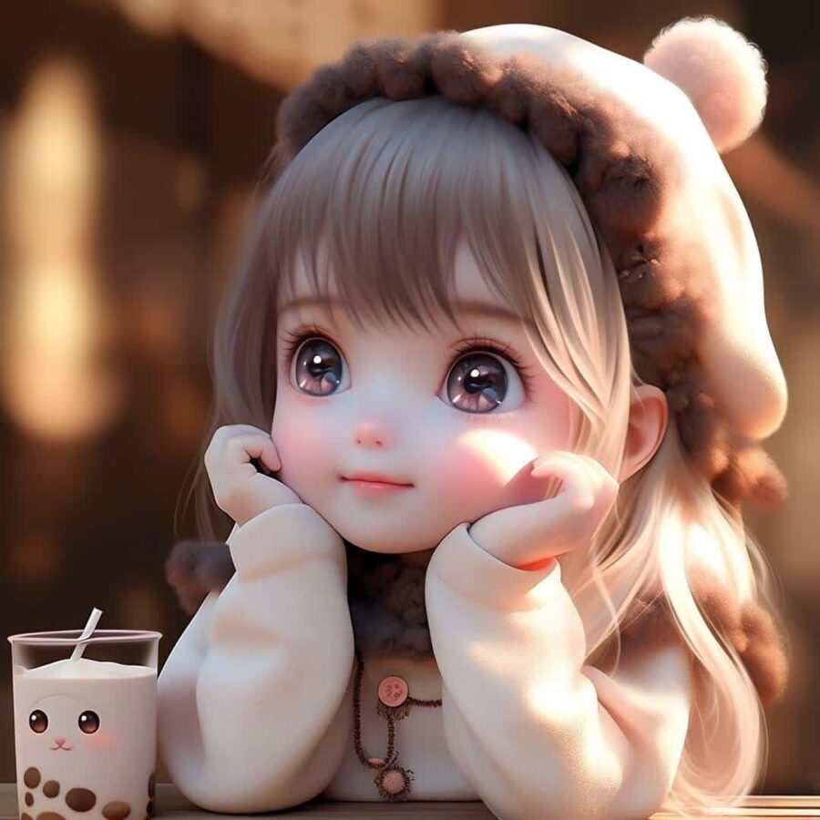 可爱女孩喝奶茶AI绘制头像 漂亮的奶茶妹妹女生头像_8
