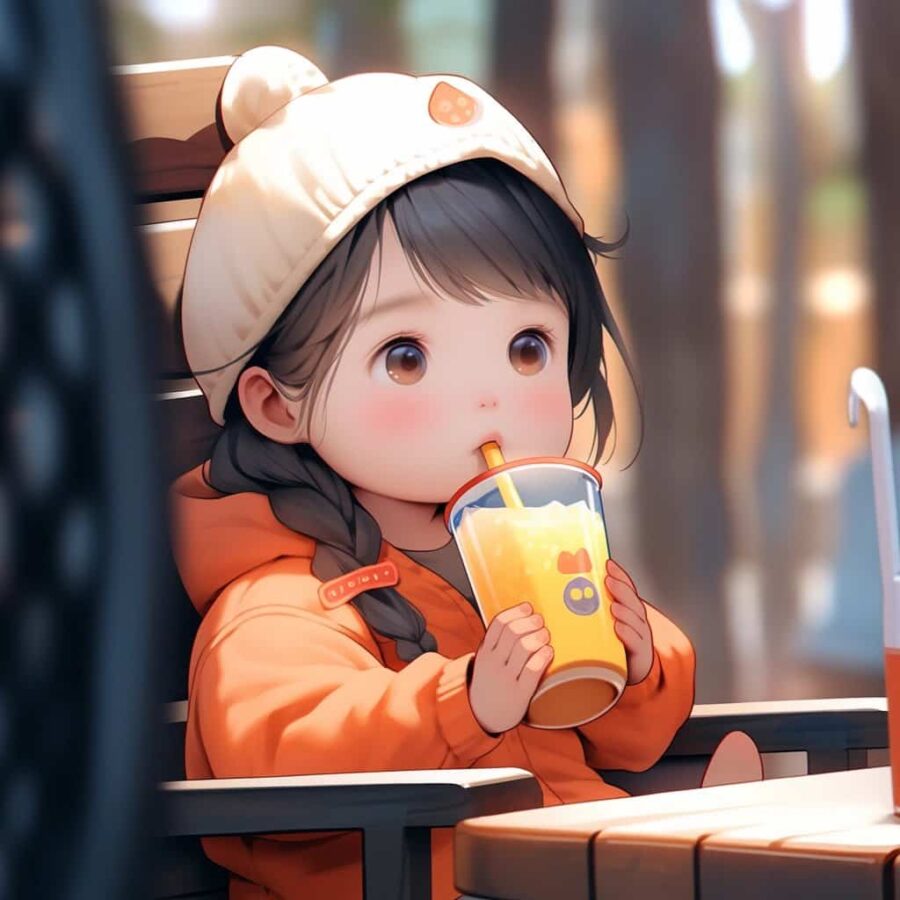 可爱女孩喝奶茶AI绘制头像 漂亮的奶茶妹妹女生头像_10
