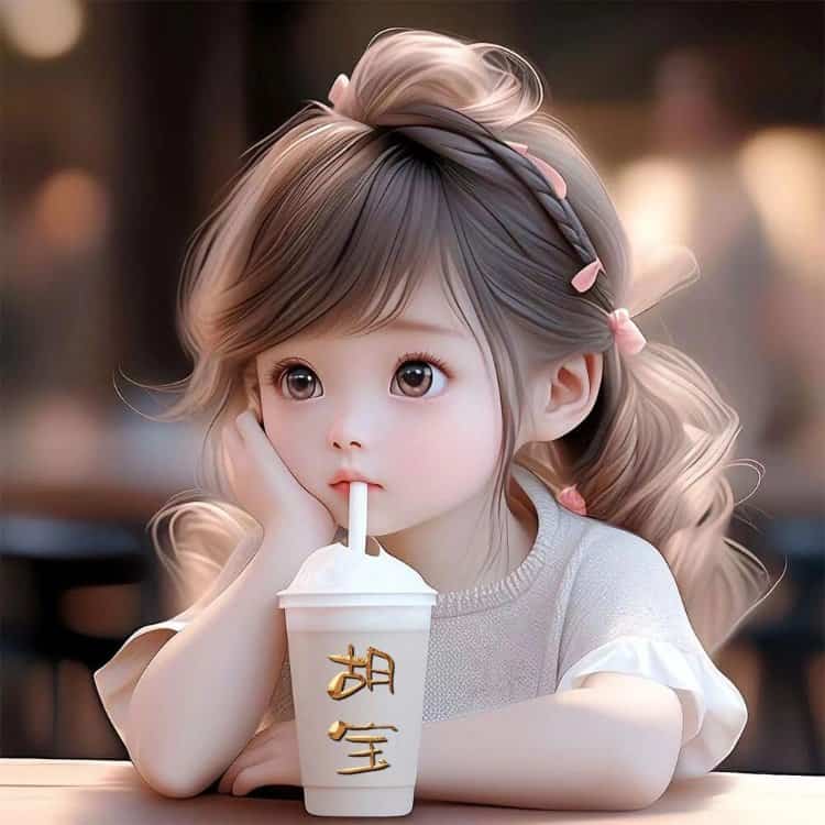 喝奶茶的男孩女孩情侣头像 AI绘画喝饮料一男一女可爱男女情头_3