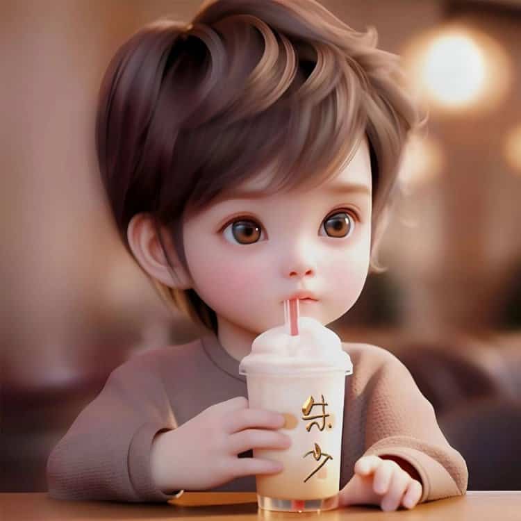 喝奶茶的男孩女孩情侣头像 AI绘画喝饮料一男一女可爱男女情头_4