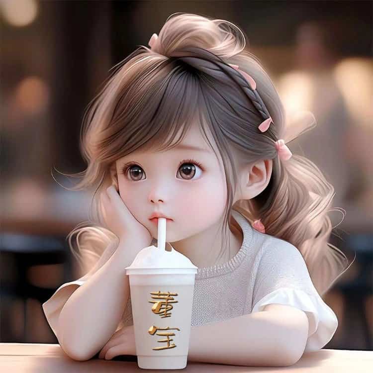 喝奶茶的男孩女孩情侣头像 AI绘画喝饮料一男一女可爱男女情头_6