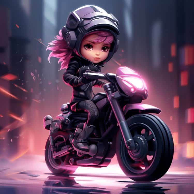 霸气超酷女孩戴头盔骑重机车摩托车女生头像 AI绘画机车女孩辣妹女司机微信头像_1
