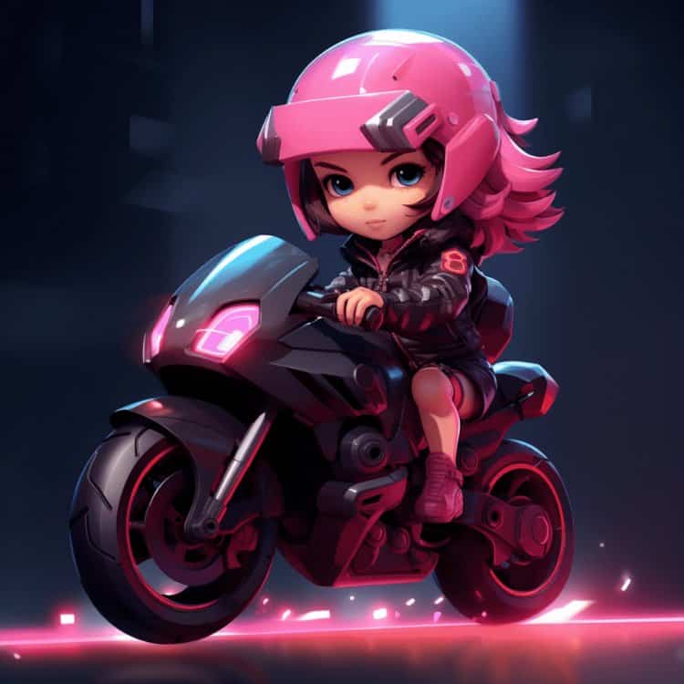霸气超酷女孩戴头盔骑重机车摩托车女生头像 AI绘画机车女孩辣妹女司机微信头像_2
