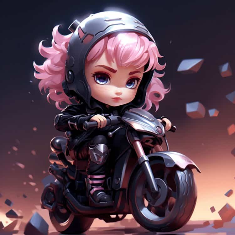 霸气超酷女孩戴头盔骑重机车摩托车女生头像 AI绘画机车女孩辣妹女司机微信头像_3