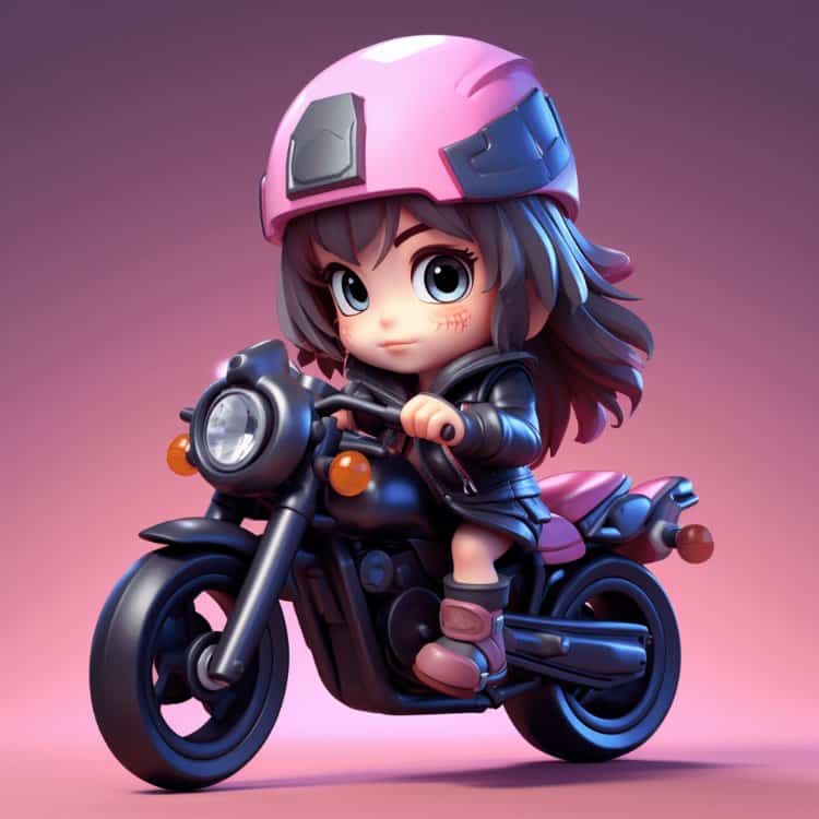 霸气超酷女孩戴头盔骑重机车摩托车女生头像 AI绘画机车女孩辣妹女司机微信头像_4