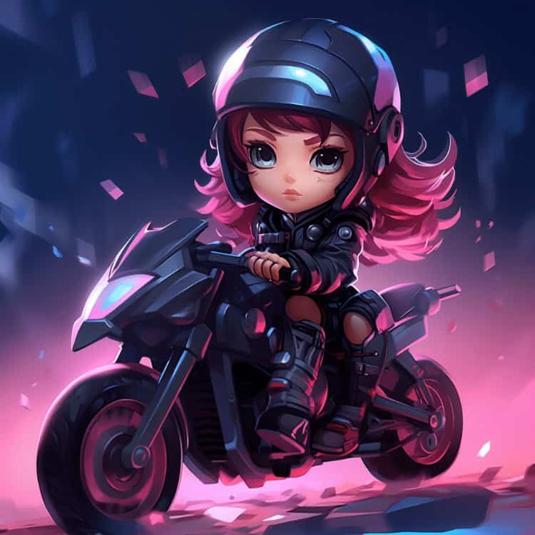 霸气超酷女孩戴头盔骑重机车摩托车女生头像 AI绘画机车女孩辣妹女司机微信头像_6