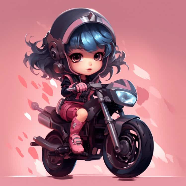 霸气超酷女孩戴头盔骑重机车摩托车女生头像 AI绘画机车女孩辣妹女司机微信头像_9