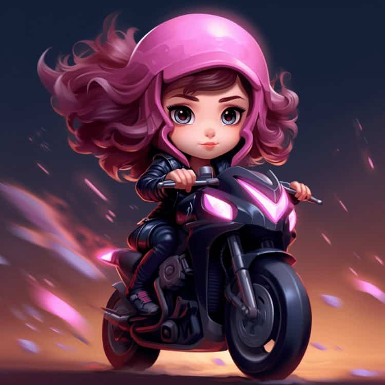霸气超酷女孩戴头盔骑重机车摩托车女生头像 AI绘画机车女孩辣妹女司机微信头像_10