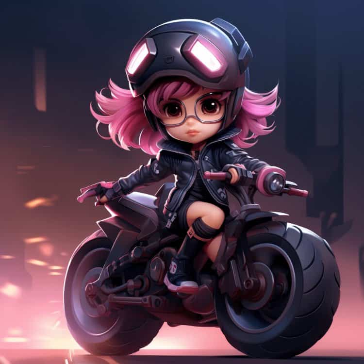 霸气超酷女孩戴头盔骑重机车摩托车女生头像 AI绘画机车女孩辣妹女司机微信头像_11