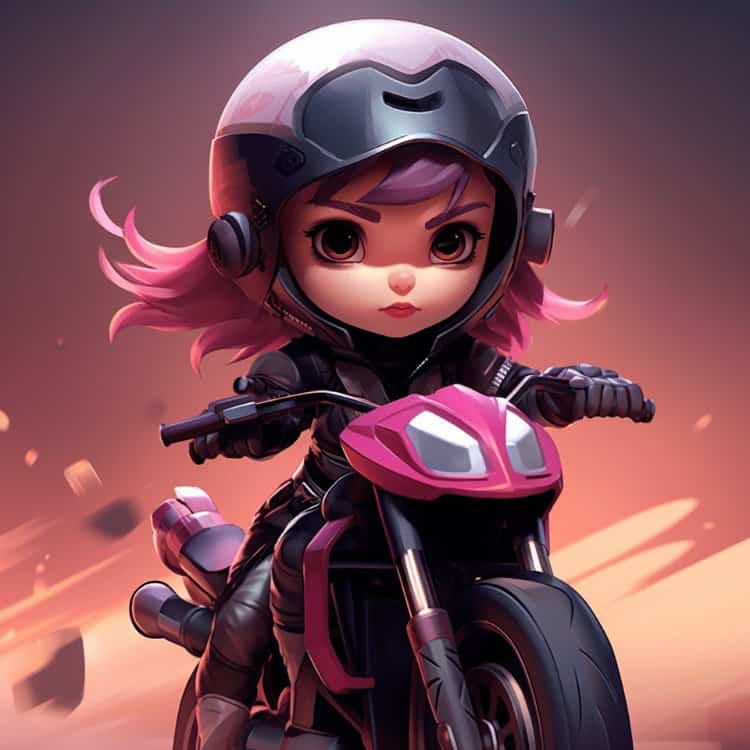 霸气超酷女孩戴头盔骑重机车摩托车女生头像 AI绘画机车女孩辣妹女司机微信头像_12
