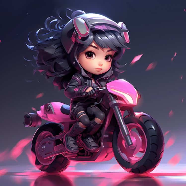 霸气超酷女孩戴头盔骑重机车摩托车女生头像 AI绘画机车女孩辣妹女司机微信头像_13