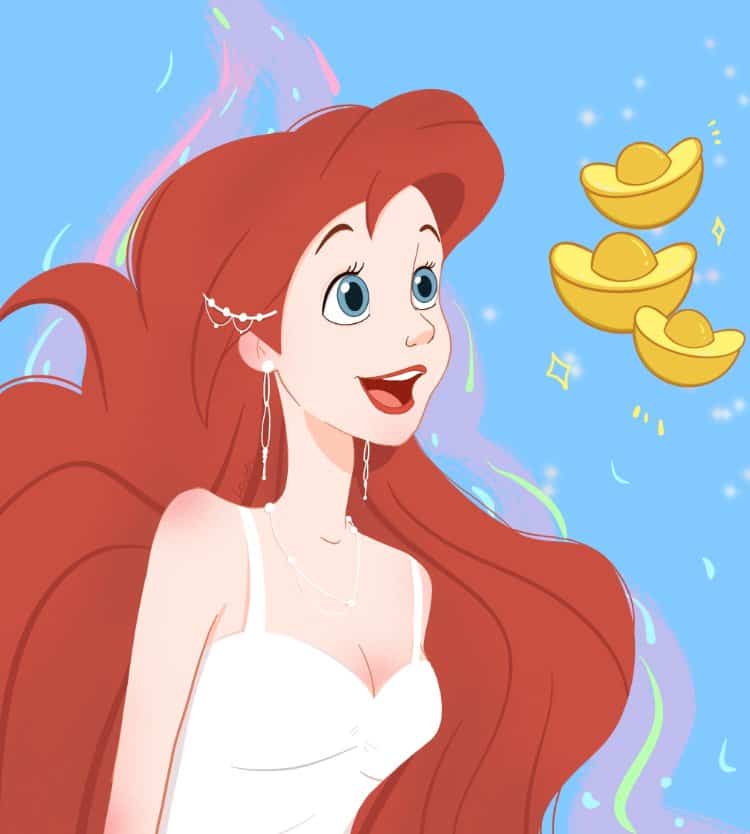 美人鱼公主红发爱丽儿微信头像 迪士尼公主爱丽儿卡通高清头像图_4