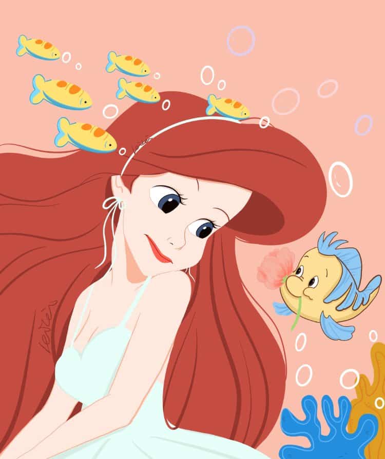 美人鱼公主红发爱丽儿微信头像 迪士尼公主爱丽儿卡通高清头像图_11