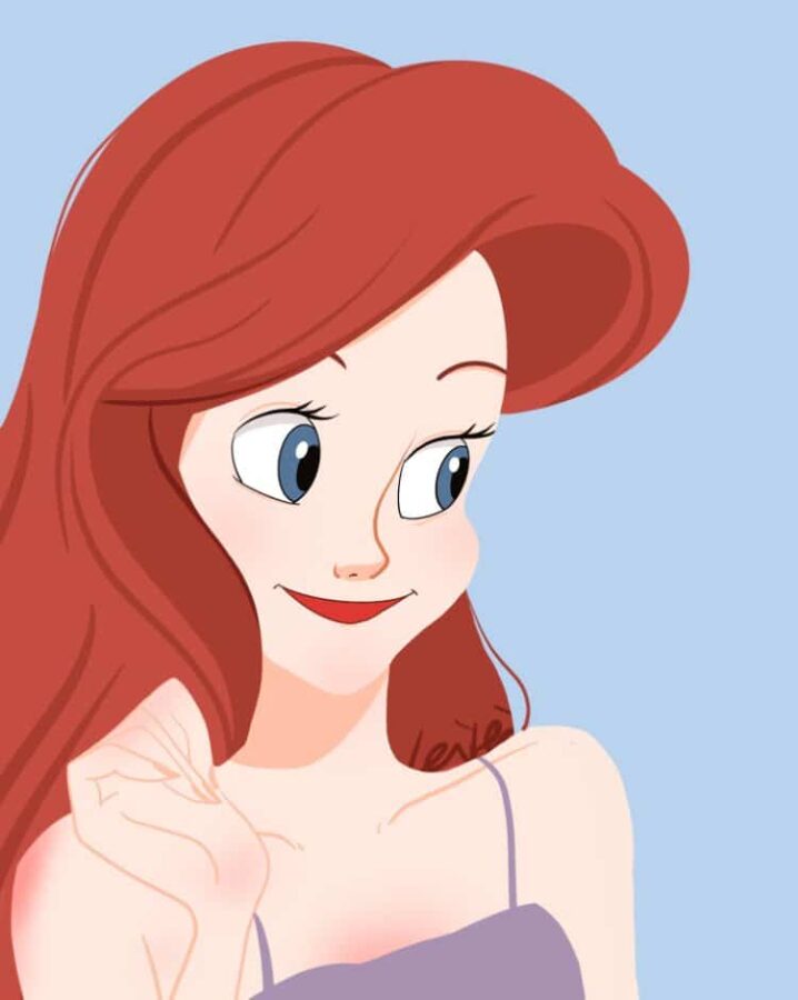 红发美人鱼公主爱丽儿和她的王子亚力克单人和双人卡通情侣头像图_10