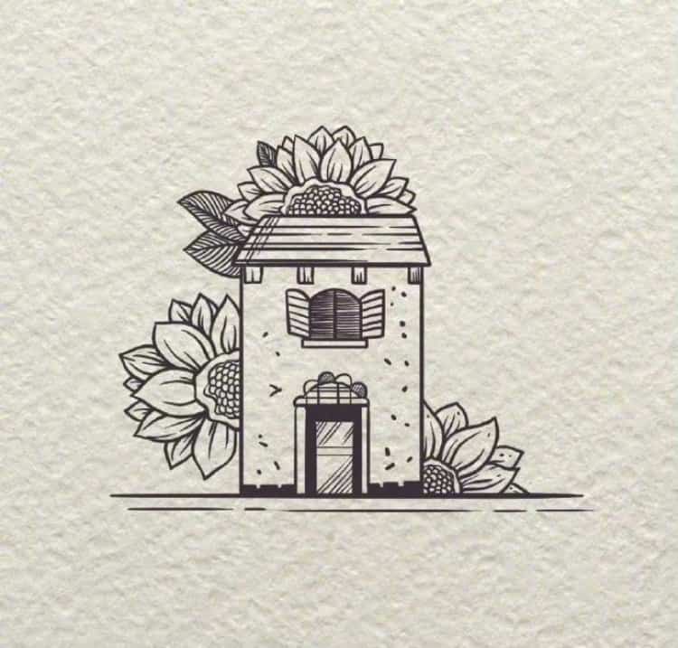 卡通小房子黑白简笔画作品图 动画片里的小房子画法_1