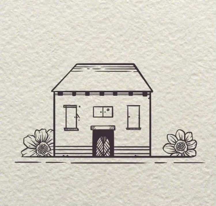 卡通小房子黑白简笔画作品图 动画片里的小房子画法_4