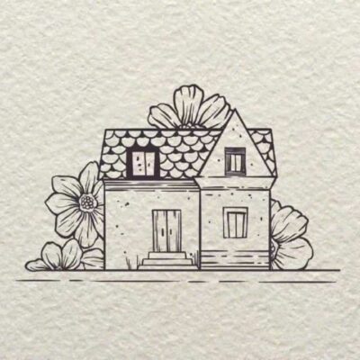 卡通小房子黑白简笔画作品图 动画片里的小房子画法